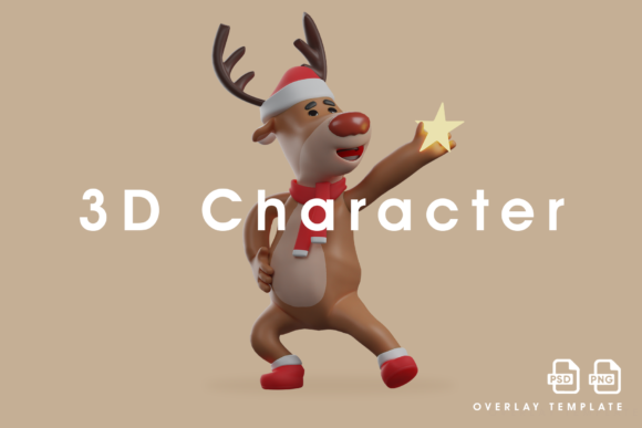 3D Christmas Deer Cartoon Having Star Review