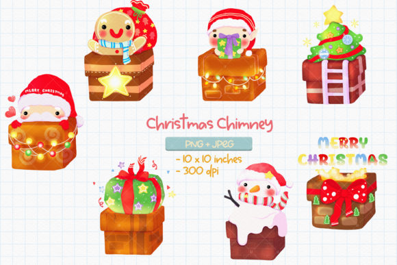 Christmas Chimney Clipart PNG JPEG for Illustrations