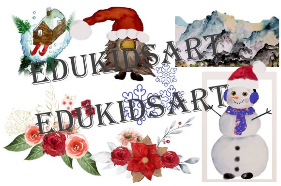 Christmas Clipart Handpaintedwatercolour Illustrations for Content Publishing