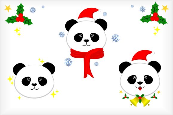 Christmas Cute Panda Illustration for Digital Product Creation