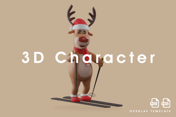 Christmas Deer on Ski Cartoon Character Illustration Review