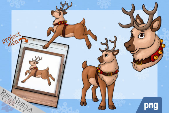Christmas Reindeer Illustrations PNG for Festive Design Projects
