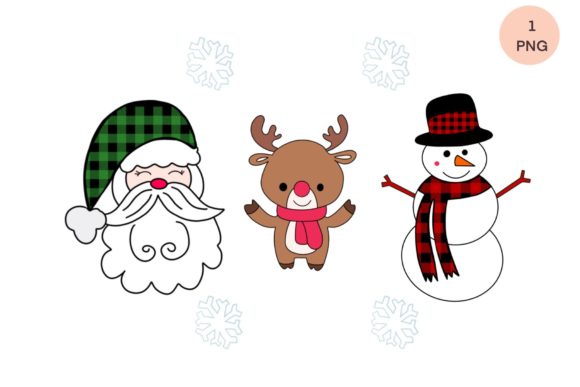 Christmas Santa Reindeer Snowman Clipart for Festive Illustrations