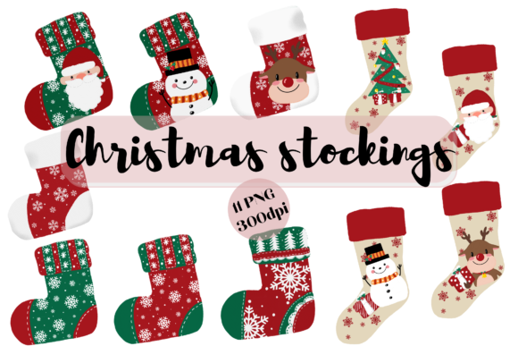 Christmas Stockings Set Illustrations for Holiday Content