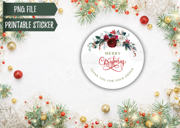 Christmas Thank You Sticker PNG – A Festive Illustration for Branding