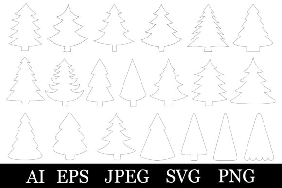 Christmas Tree Coloring Graphics SVG for Illustrations