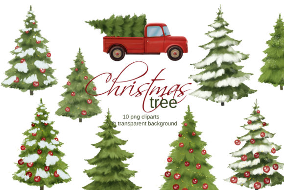 Christmas Tree, Red Christmas Truck Illustration Review