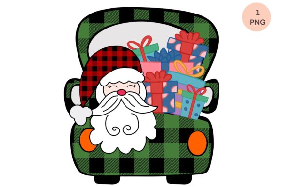 Christmas Truck Plaid Santa Sublimation Illustrations