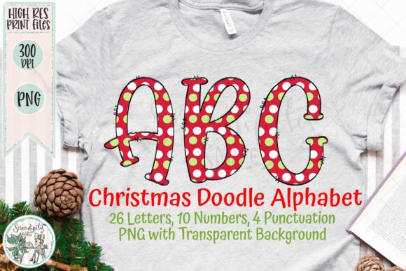 Fun Christmas Dot Doodle Alphabet Set for Illustrations