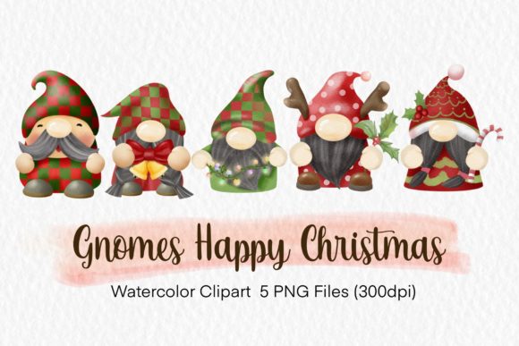 Gnome Christmas Watercolor Clipart Png for Branding and Packaging