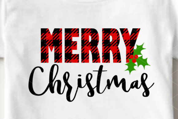 Merry Christmas Art Buffalo Plaid Print Illustrations