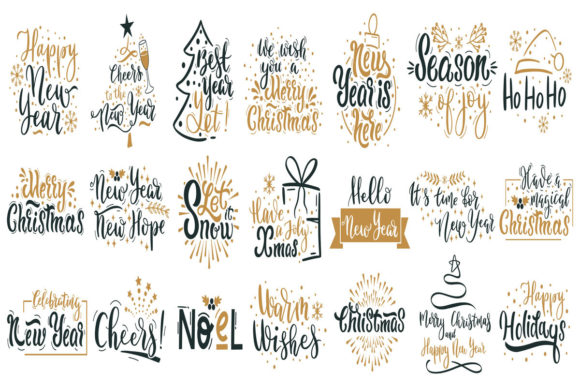Merry Christmas Lettering Quotes Illustrations