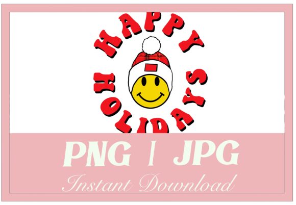 Retro Smiley Face Christmas Beanie Illustration