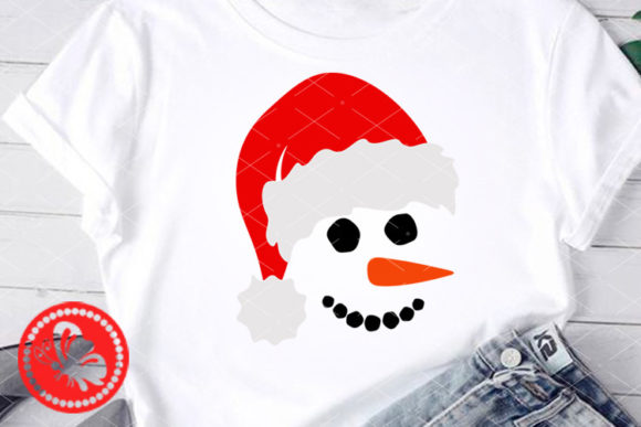 Snowman Face Christmas Design Red Hat Illustration