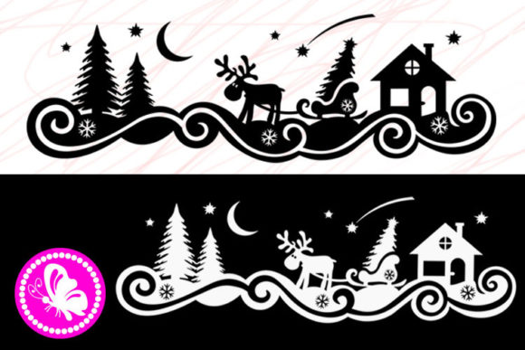 Winter Clip Art Christmas Deer Tree Svg for Illustrations